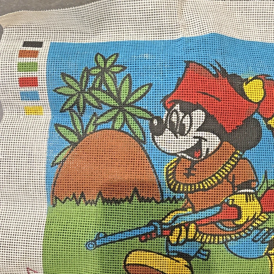 Walt Disney Productions Mickey Mouse Davy Crocket Painted Needlepoint Canvas - Image 3 of 4