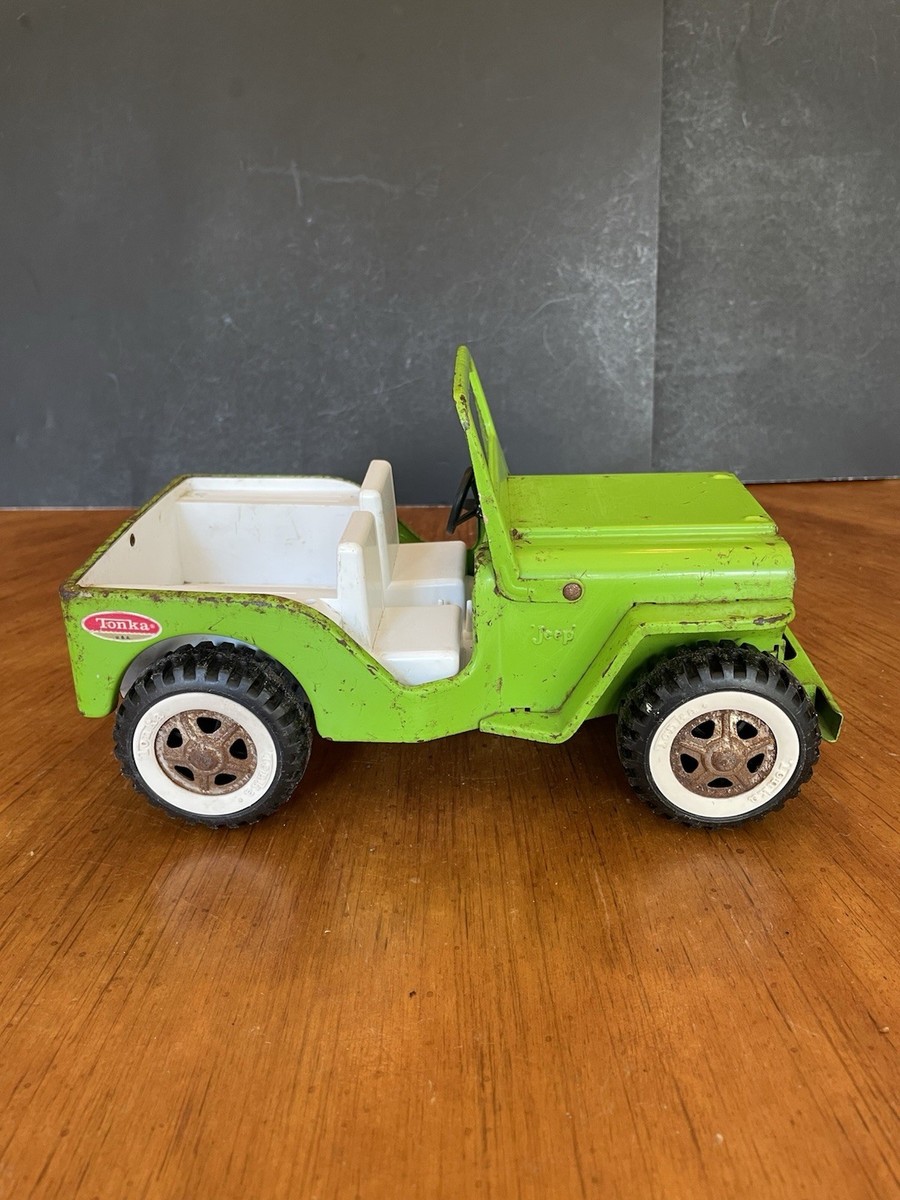 1960s Vintage TONKA Mini JEEP PRESSED STEEL LIME Light GREEN Rare