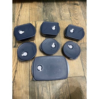 Tupperware Vent N Serve 7 Piece Set Navy Blue Microwave Freezer Storage Bowls