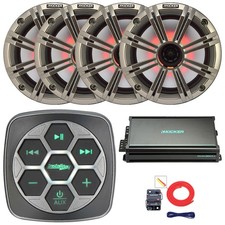 Metra 3-Zone Marine Controller, 4x 6.5" 195W Speakers W/Grille, Amplifier W/Kit