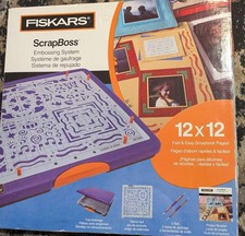 Fiskars 12x12 ScrapBoss Embossing System with Tray, Stencils, Stylus Booklet