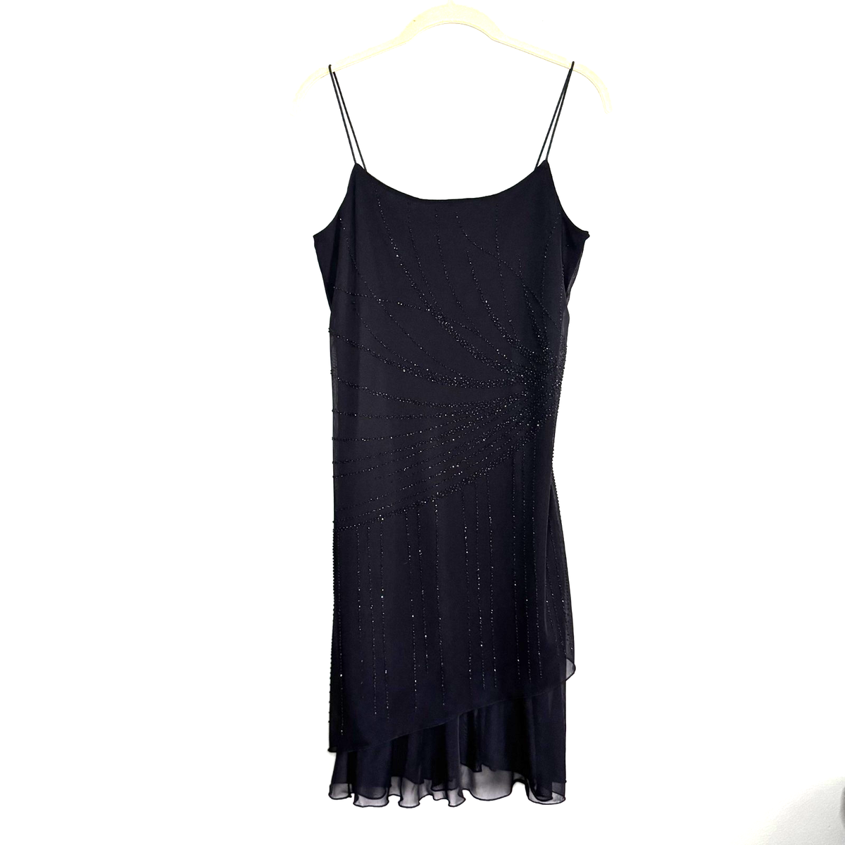 Vintage Byer Too Beaded Midi Fairy Slip Dress Medium Black Chiffon Y2K  Strappy | eBay