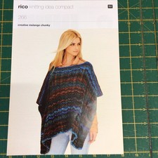 Rico Creative Melange Chunky Ladies Poncho Knitting Pattern Sizes 32-44” 266