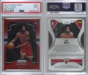 2019-20 Panini Prizm Rookie Red Prizm /299 Coby White #253 PSA 9 MINT Rookie RC