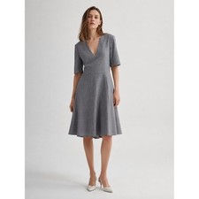 Stella McCartney Grey V Neck Fit Flare Career Dress Size 2