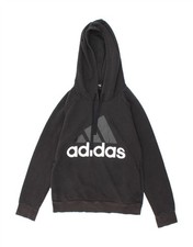 ADIDAS Womens Graphic Hoodie Jumper UK 8/10 Small Black BE08