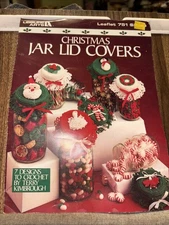 Christmas Jar Lid Covers ©1989 Leisure Arts Crochet Patterns Leaflet # 751