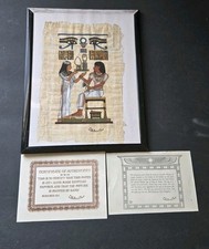 Framed Hand Painted Egyptian Papyrus Art Eye of Horus With COA