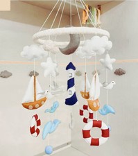Personalized Sailor Baby Mobile Marina Baby Mobile Baby Girl and Boy Room Decor