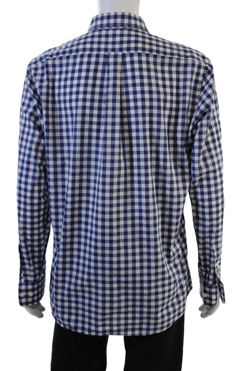 Faconnable Mens Button Front Collared Gingham Clu… - image 3