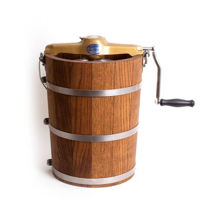 Lehman's Manual Ice Cream Maker - Make Your Own Homemade, Hand Crank Steel/Oak