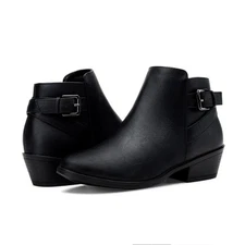 Vepose Black 911 Classic Ankle Boot with Zipper and Low Heel