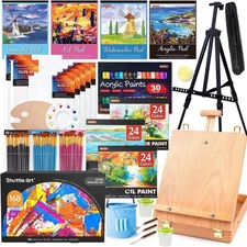 Shuttle Art 168 Pcs Artist Painting Set, Deluxe Art Set with Paint, Aluminum