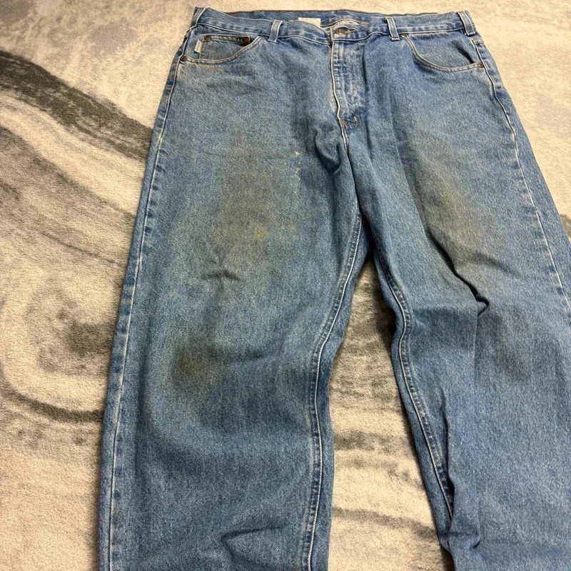 Vintage Carhartt 90s Straight Relaxed Fit Light Wash Denim Jeans Size 40 x 32 image 9