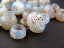 Antique Dutch Moon Bead from Ethiopia 12mm African White Round Glass Large Hole