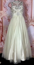 Alyce Paris Beaded Embellished Princess Evening Prom Gown Champagne Dress Size 4