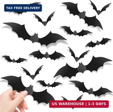 140Pcs Bats Halloween Decor, Realistic Scary Halloween Bat Wall Decor  PVC 3D B