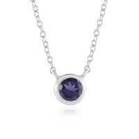 Cavill Iolith Silbercollier 0,41Ct Rund 925 Silber Rhodiniert Blau