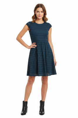 White Stuff Women's Fit & Flare Dress Embroidered Floral Navy UK 12