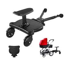 Universal Stroller Board with Detachable Seat Children Up To 55 LBS Black