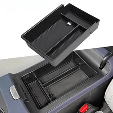 Car Center Console Tray Armrest Storage Box Organizer Interior Accessories Black