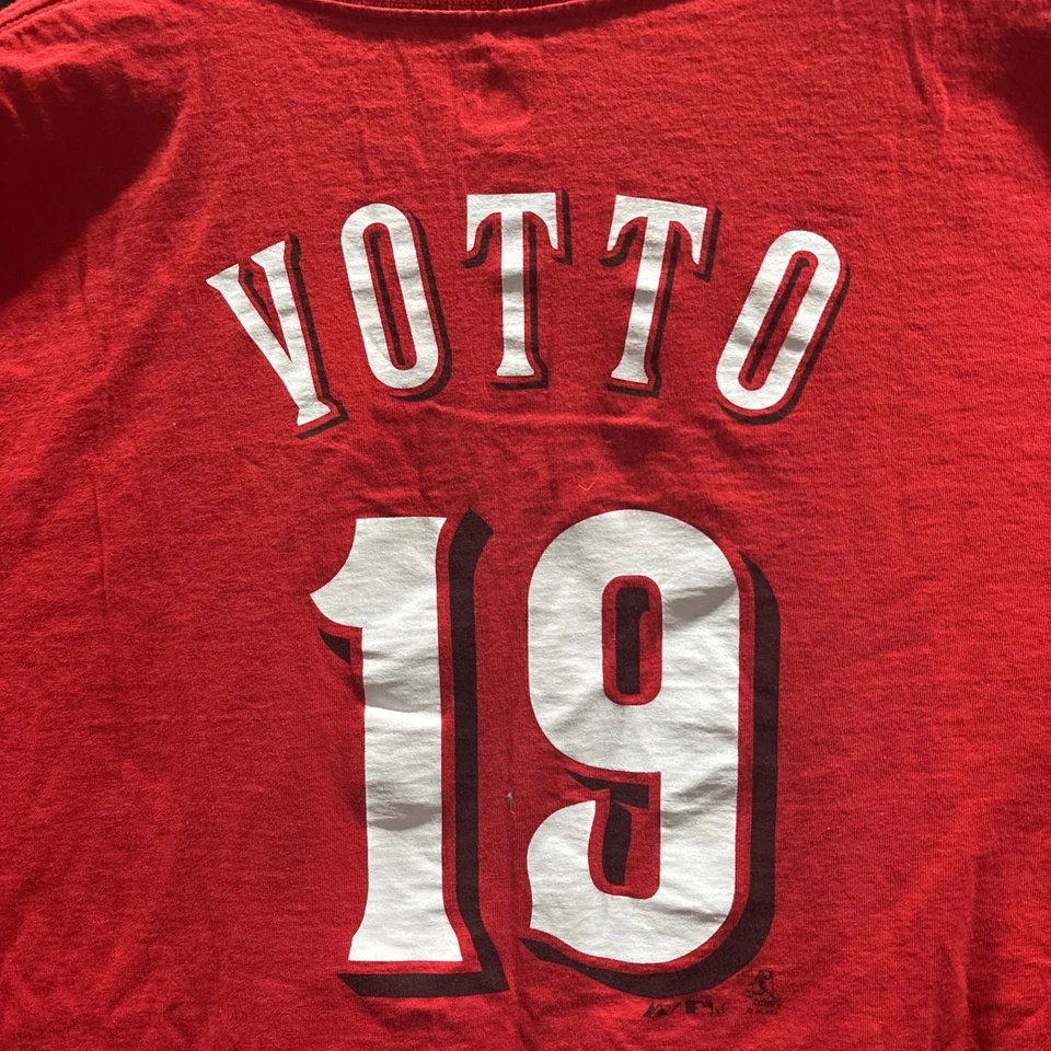 Camisa Joey Votto Cincinnati Reds Para Hombres 2XL Roja #19 Majestuosa Camiseta Manga Corta Foto 2 de 4