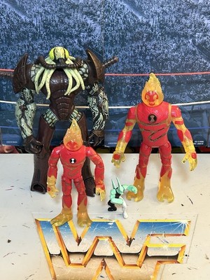 Ben 10 Ten Figure Lot Of 4 Vilgax Hyper Aliens 7  Heatblast Diamondhead Mini