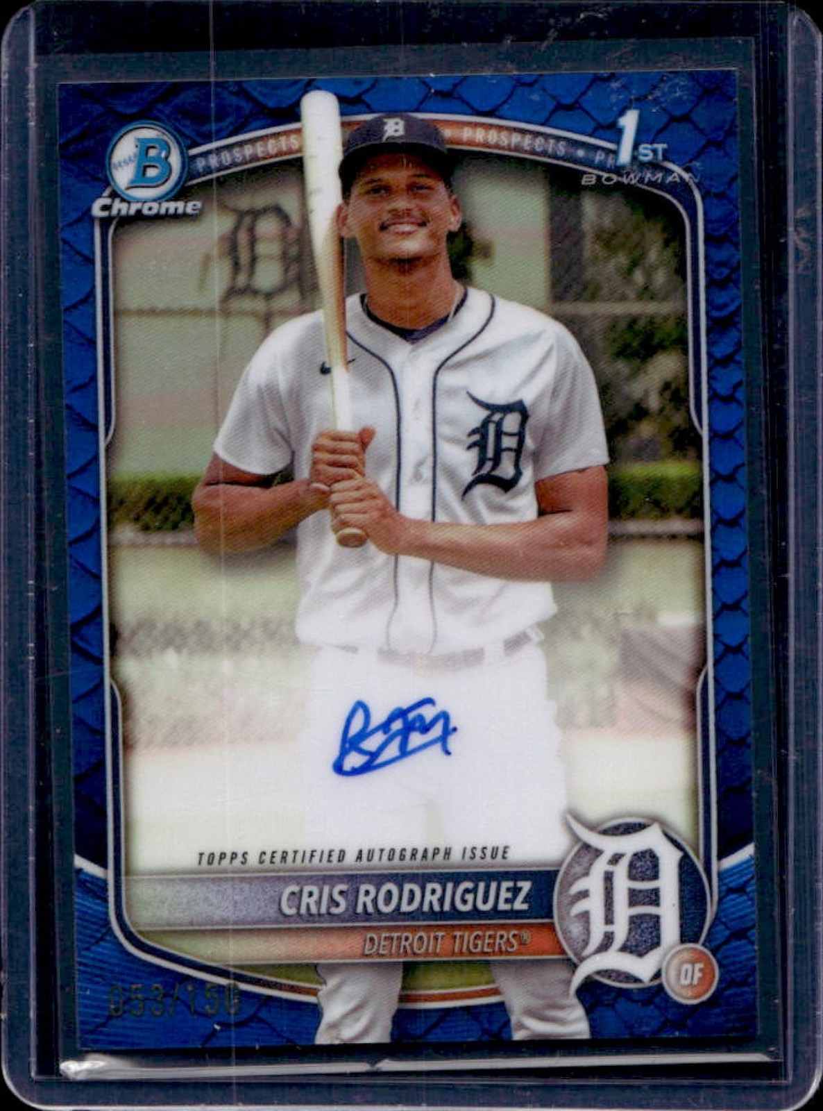 2025 Bowman Chrome Cris Rodriguez Auto Reptilian Blue Refractor 1st #53/150