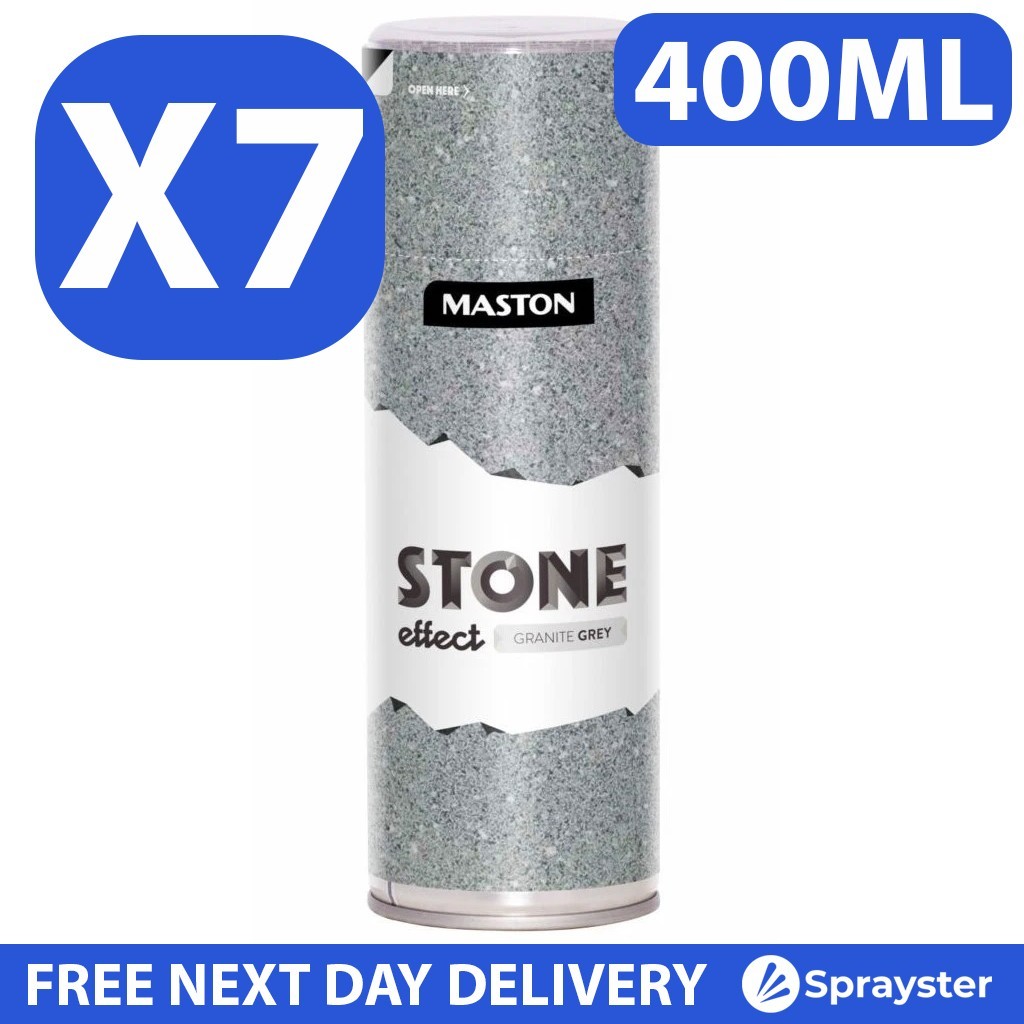 6x Maston Spray Paint Granite Grey Stone Effect 400ml - Image 7