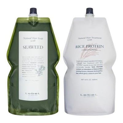 Lebel Natural Hair Soap Seaweed Shampoo + Rice Protein Treatment 1600ml Refill