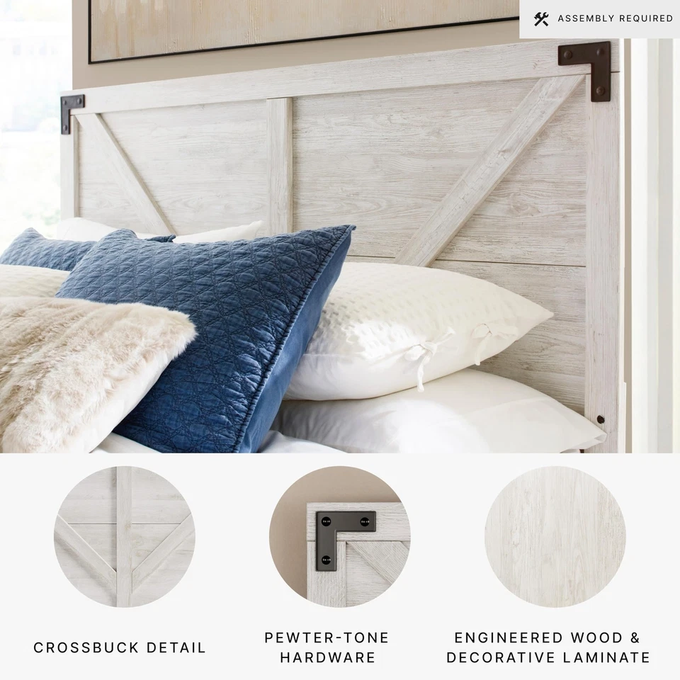 Modern Farmhouse全尺寸床头板白色炭灰色十字绣设计 — 第 4/4 张图片