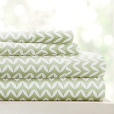 Linen Market 4 Piece King Sheet Set - Breathable, King, Puffed Chevron Sage