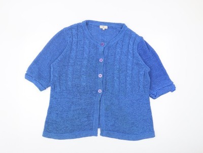CC Damen Strickjacke blau XL Zopfmuster Rundhals