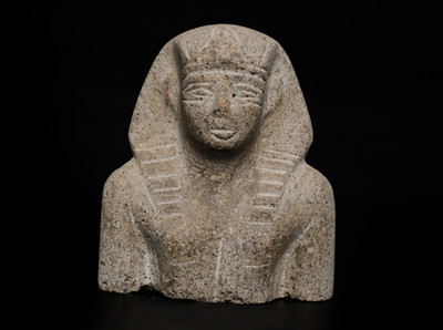 Alte Ägyptische Pharao Büste Statue Selten Sandstein Kopf Skulptur Figur BC