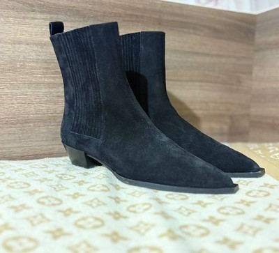 Aeyde Women Bea Black Suede Western Cowgirl Ankle Boots size EUR 42