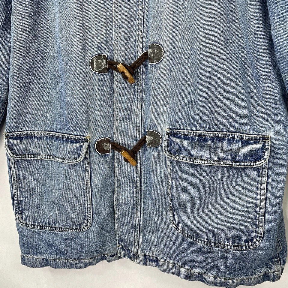 Chaqueta de mezclilla Liz Clairborne de colección abrigo de tareas cierre de palanca forrada a cuadros años 80/90 talla L Foto 4 de 4