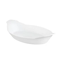 HIC Harold Import Co. Kitchen Oval Au Gratin Baking Dish Set, Fine White