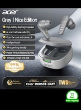 New Acer Wireless Earbuds white and grey