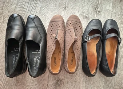 Gabor Ballerina Damenschuh Größe 9,5 44 10 LEDER Slipper Semler Schwarz Taupe G - Bild 1 von 4