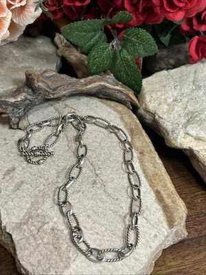44. Sterling Silver 925 Twist Cable Mix Link Toggle Clasp Necklace 18'', 22.5g