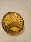 Fenton Amber Yellow Glass Hobnail Orb Ashtray Trinket Dish 4" Vintage MCM