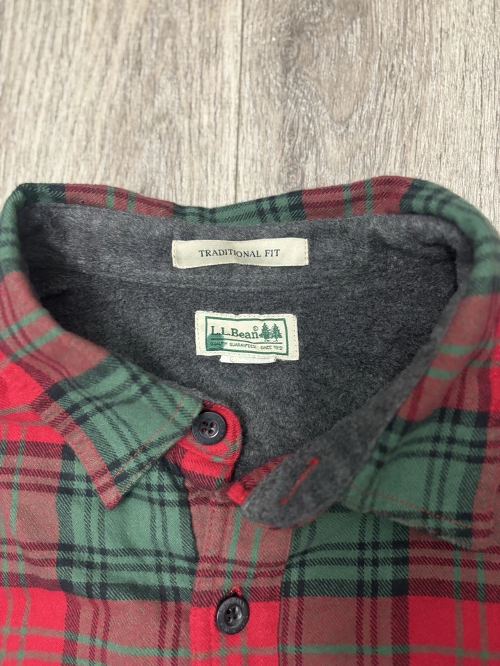 LL Bean флис с подкладкой фланелевый Shacket мужской XXL клетку Рождество Lumberjack - Изображение 4 из 4