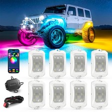 RGB-IC 8-Pods LED Underglow Car Lights Kit Wireless App Control RGB Rock Lights