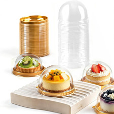 Clear Plastic Cake Boxes, Round Cupcake Holders, Mini Dessert Packaging with Lid