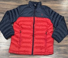 Polo Ralph Lauren Boys M 8/10 Red Pony Long Sleeve Full Zip Puffer Jacket READ 