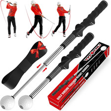 Tempo Stick Golf for Right Hand, Retractable Golf Swing Training Aid with Arm Ba