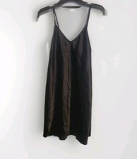 Womens M Satin Chemise Slip Dress Babydoll Nightie Lingerie Sleepwear Adj Straps