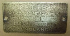 Petter A1 Stationary Engine Brass Specification Plate