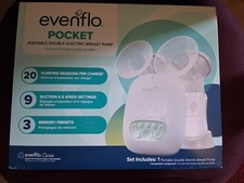 Evenflo Pocket Double Electric Breast Pump, Rechargeable, 28/30mm, New