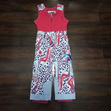 Spyder BITSY SPARKLE Girls 5 Insulated Ski Pants Snow Bib Pink Fleece Cheetah